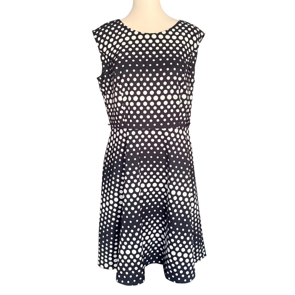 ALYX‎ Dress Womens 12 Black White Polka Dot Sleeveless Fit Flare Pleated Retro